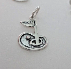 Sterling Silver 19x13mm Detailed 18th Hole Golf Charm - Picture 1 of 7