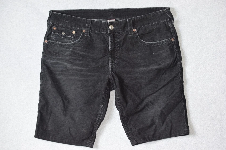 Pantalones cortos de pana Ricky True Religion para hombre negros talla 38 bolsillos con solapa con solapa Foto 1 de 4
