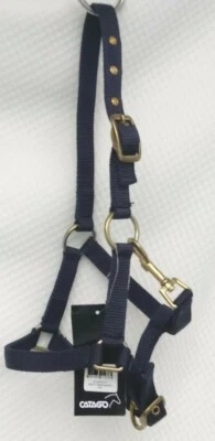 Catago Halfter Nylonhalfter blau+Gold Beschläge 2fach verst. Pony-Fohlen -Fohlen - Bild 1 von 4