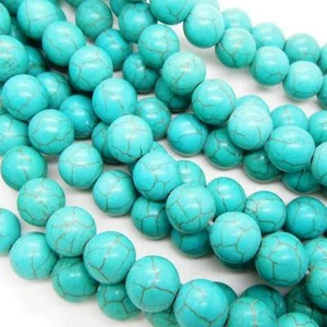 Cuentas redondas de turquesa de piedras preciosas semipreciosas para hacer brazaletes de Shamballa artesanales - Imagen 1 de 4