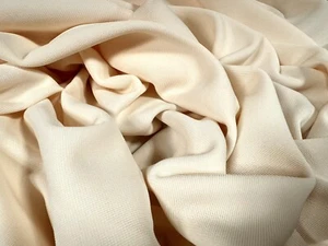 Ottoman Fine Rib Stretch Double Jersey Fabric, Per Metre - Plain - Oyster - Picture 1 of 3
