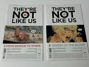 Lot of 2 Comics They're Not Like Us issue 1 & 3 Stephenson, Gane  Image Comics - Picture 1 of 5