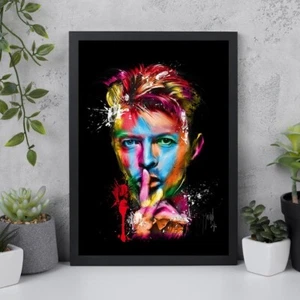 Bowie Watercolor, Bowie Hush Wall Art, Handsome Man Art, Hush Sign Wall Art - Picture 1 of 8