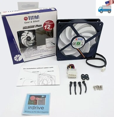 NEW Titan Kukri Cool & Silent 9-Blade 120mm 4-pin PWM 12V DC PC Case Cooling Fan - Image 1 of 4