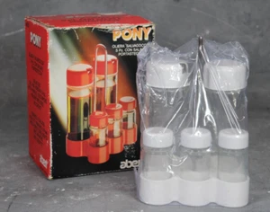 Vintage 1970s Abert Pony Italy New Boxed Condiment Set Cruet Caddy Retro Diner - Foto 1 di 5