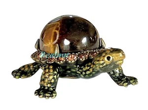 Jay Strongwater Tigerauge Muschel Schildkröte Schmuckschatulle Swarovski Kristalle Neu Box - Bild 1 von 11