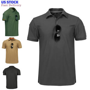 Tactical Mens Shirts Work Golf Combat Casual T Short Sleeve Quick Dry Shirt US
