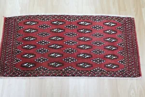 Alfombra tribal turcomana antigua hecha a mano 100 x 45 cm - Imagen 1 de 4
