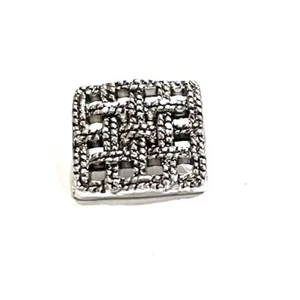 Silver Metal Square Shank Buttons Vintage 10mm Boho Retro Mod 10mm X 6 Pcs - Picture 1 of 7