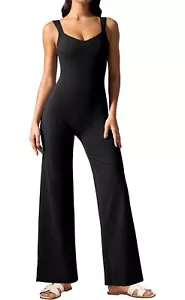 Tute da donna eleganti pezzo unico outfit elasticizzato gamba larga pagliaccetto unitard med - Foto 1 di 6