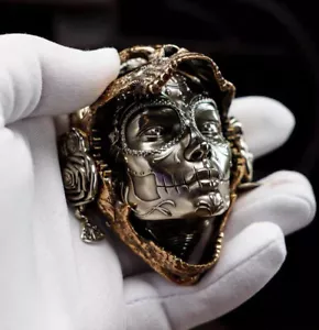Squisita maschera meccanica teschio rame bronzo opera d'arte giocattolo EDC da collezione regalo - Foto 1 di 4