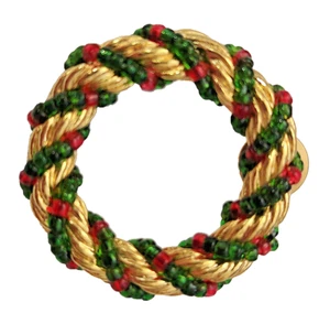 Avon PIN Weihnachten Vintage Feiertagskranz Seil GIRLANDE rot grün gold 1988 Brosche - Bild 1 von 3