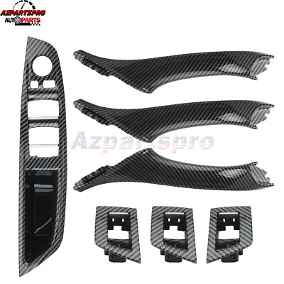 Carbon Fiber Inner Door Handle Trim Cover & Window Switch Panel For BMW F10 F11 - Image 1 of 4