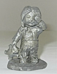 Estatuilla vintage de niña llorando de peltre Simmons - Imagen 1 de 8