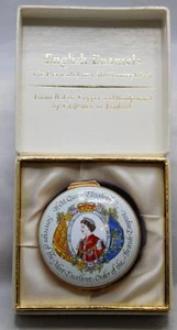 CRUMMLES ENAMEL TRINKET BOX QUEEN ELIZABETH ORDER OF THE BRITISH EMPIRE c1977 - Picture 1 of 12