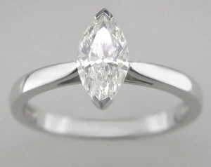 Diamant Solitär Ring zertifiziert 1,00ct Marquise Form D IF massiv Platin - Bild 1 von 1