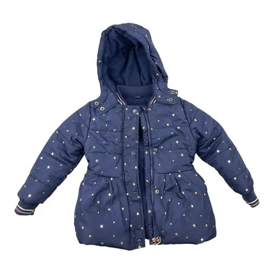 Nautica Full Zip Puffer Jacket Girls 4T Navy Blue Hooded Insulated Lined Coat - Image 1 of 4