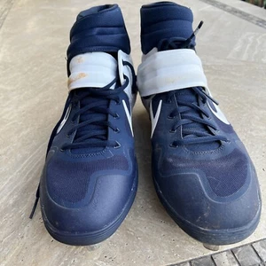 Nike Air Zoom Alpha Baseball High Top Cleats Spikes - Size 15 Navy & White - Picture 1 of 8