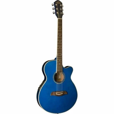 Oscar Schmidt OG8CETBL Folk Style Cutaway Acoustic-Electric Guitar - Trans Blue - Image 1 of 4
