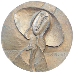 HOMENAJE A AMEDEO MODIGLIANI medalla de bronce fundido 116 mm firmada CA 71 - Imagen 1 de 2