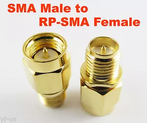 10x Adattatore Connettori Oro SMA RF Coassiale SMA Maschio a SMA RP-Femmina (Pin Maschio) - Foto 1 di 4