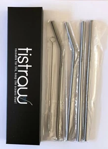 Reusable Titanium Straws 4pack with 2 straight, 2 bent and long brush included - Picture 1 of 4
