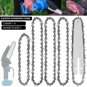 5Pcs Mini Chainsaw Chain with Replacement Saw Chain Bar 4/6inch Metal flYpq - Picture 1 of 13