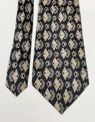 Corbata clásica PRESWICK & MOORE 100 % seda negra topo geométrica para hombre” Foto 1 de 4