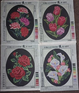 4 Collection D Art Needlepoint Canvas "Flowers" 7010, 7012, 7013 & 7014 - Picture 1 of 1