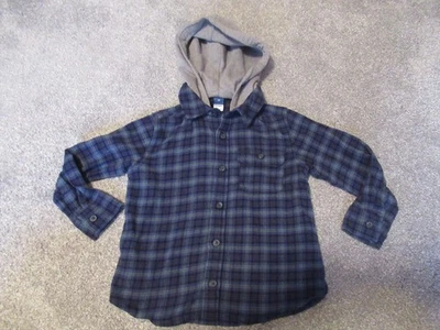 Camisa con capucha de franela a cuadros azul marino antigua para niños 4T Foto 1 de 2
