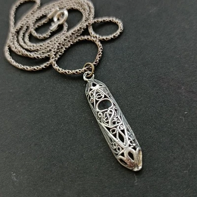 Collar Mezuzá Esterlina Para Hombre Filigrana Israelí Espiritual Estuche Bendición De Colección Foto 1 de 4