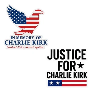 Pegatina conmemorativa de la bandera del águila patriótica americana en memoria de Charlie Kirk - Imagen 1 de 16