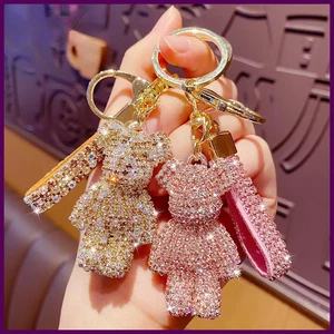 Portachiavi coppia orso nappa strass simpatico decorazione bambina piccolo - Foto 1 di 28