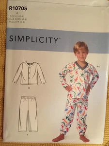 Unused pattern kids 3-8 pajama tops & pants, boy or girl, dated 2020 Simplicity - Picture 1 of 2