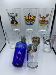 LOT OF 9 BEER-BREWERY PINT GLASSES! OBERON 2008! ROGUE! MORE! Sweet Graphics👀🍻 - Picture 1 of 10