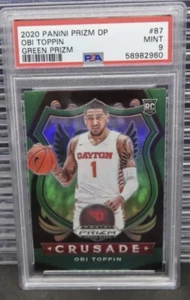 2020 Panini GREEN Prizm DP Crusade Obi Toppin #87 PSA 9 Knicks Dayton Rookie RC - Picture 1 of 2