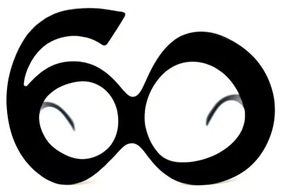 WITTY EMPORIUM 60th Birthday Glasses Anniversary Eyeglasses Black Number Frame Party Favor 60s