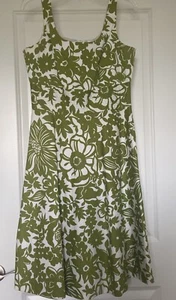 Donna Ricco Kleid Damen Gr. 10 Apfelgrün Blumen Fit & Flare Ärmellos Baumwolle - Bild 1 von 15