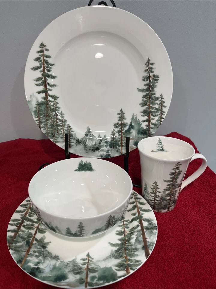 Mikasa Watercolor Forest Chip Resistant 16 Piece Dinnerware Set Service for 4