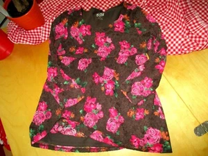 Justice Pink and Beige Rose Lace Lined Blouse girls sz 16 - Picture 1 of 2