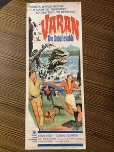 Póster original de la película de monstruos de Varan 1962 inserto de terror 14x36 - Imagen 1 de 10