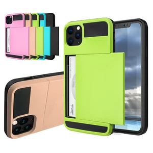 For iPhone 11 11 Pro 11 Pro Max Hybrid Wallet Case Card Holder Shell Heavy Duty - Picture 1 of 36