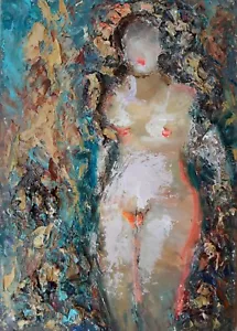 Painting Oil Erotic Woman Painting Girl Flower, artwork Abstract Art - Picture 1 of 4