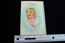 #D651- Vintage Unused New Baby Greeting Card Cute Baby in Pink & Blue