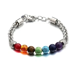 Colorful Tiger Eye Stone Stainless Steel Bead Beaded Bracelet Energy Bracelet AU - Picture 1 of 21