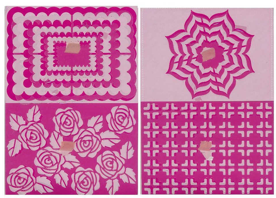 A5 Schablonen-SET 4 Schablonen Hintergrund Stencil Textil + Papier DT - Bild 1 von 1