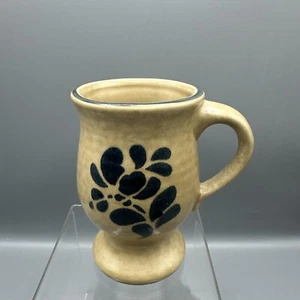 Vintage Pfaltzgraff Folk Art Footed Pedestal Coffee Mug 5" Tan Blue Replacement - Picture 1 of 9