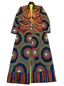 Rare Suzi Buki long colourful coffee bean mosaic African trench overcoat Uk10ish - Picture 1 of 13