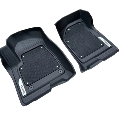 2019-2025 GMC Sierra Crew Cab Front & Rear Factory Floor Liners Black OEM - Image 1 of 4