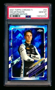2021 TOPPS CHROME SAPPHIRE F1 #59 OSCAR PIASTRI RC REFRACTOR PORTRAIT PSA 10! - Picture 1 of 2